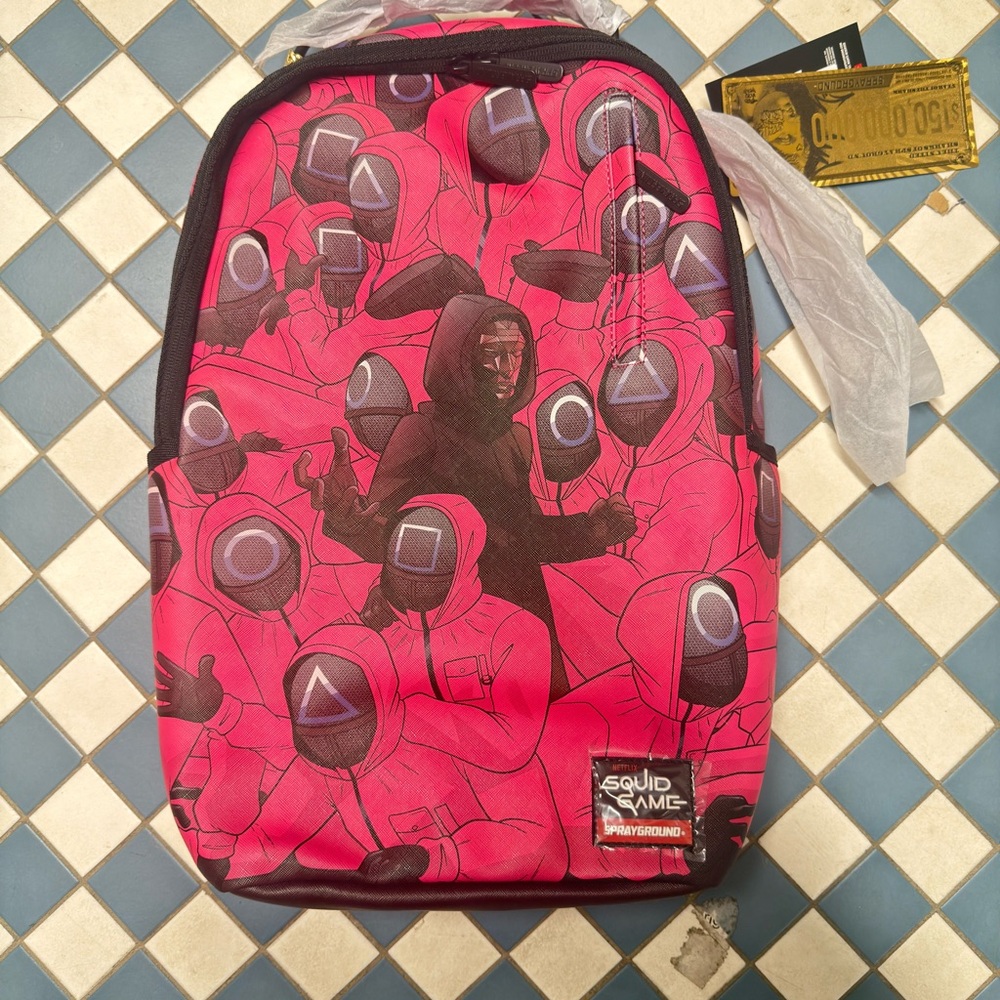 Sprayground Pink and Black Graphic Backpack